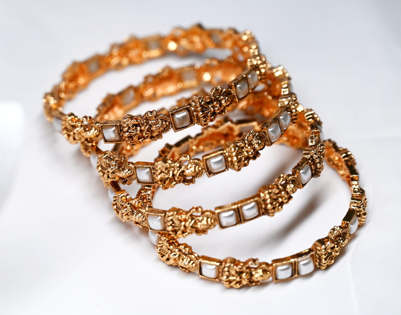 Pearl Temple Bangle Set